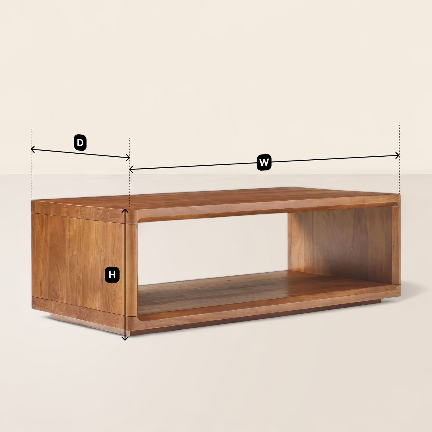 Modern Rectangular Coffee Table Open Shelf Design