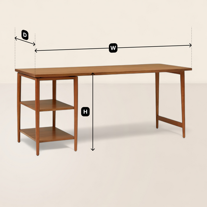 Harper Writing Desk Modern Workspace Design Integrated Open Shelves