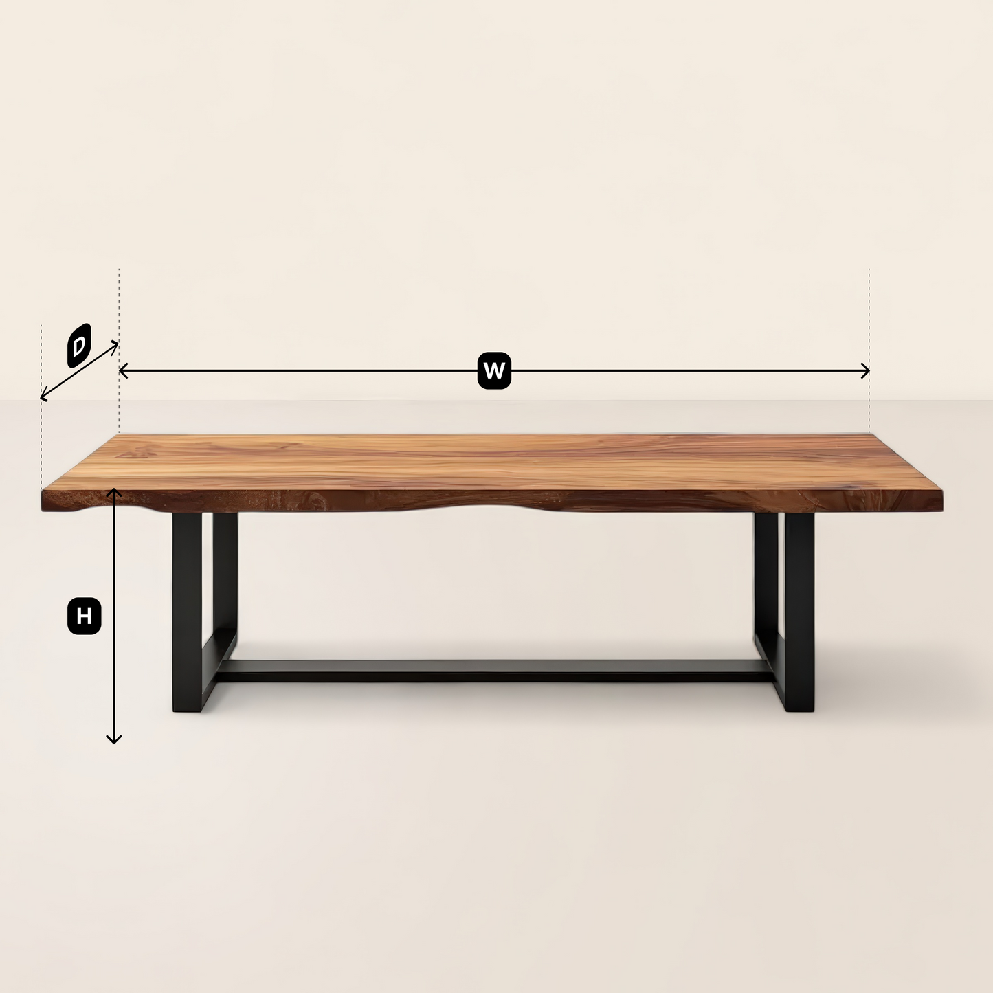 Industrial Live Edge Coffee Table with Metal Base