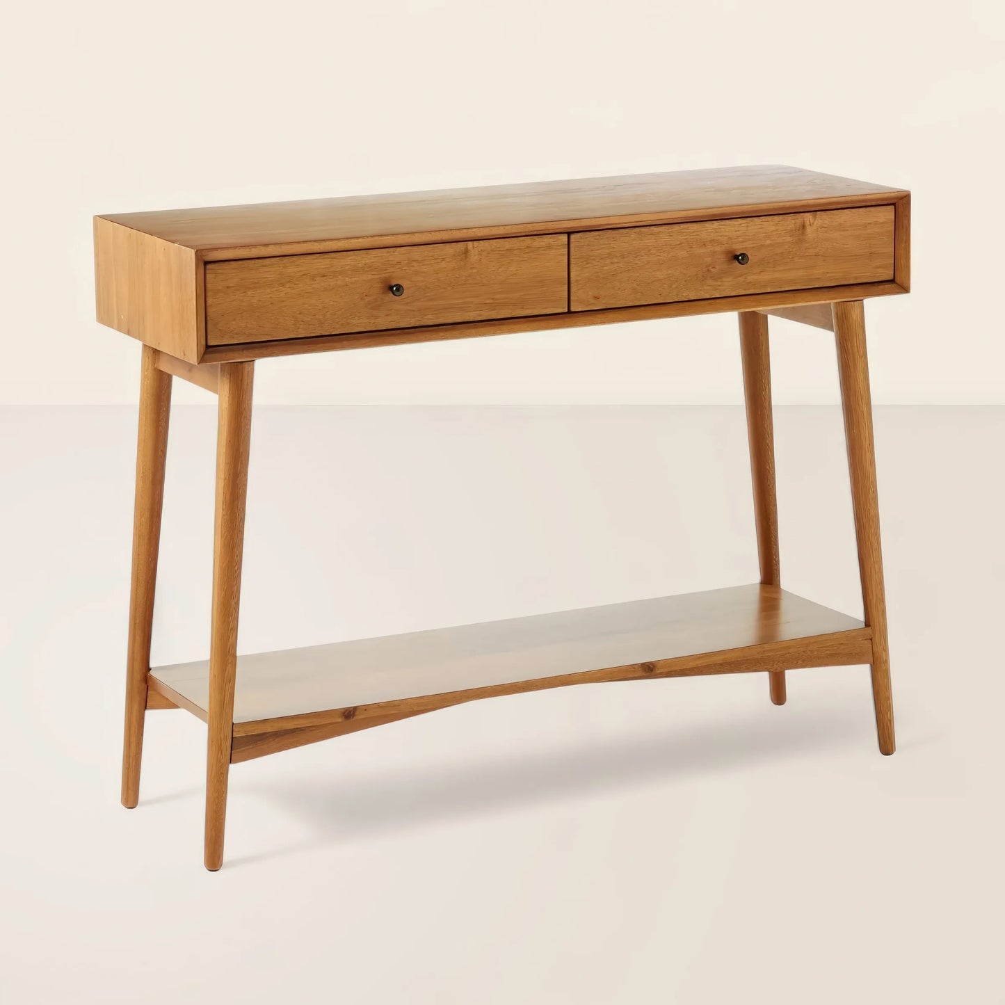 Aurel Mid-Century Console Table Double Drawer Design