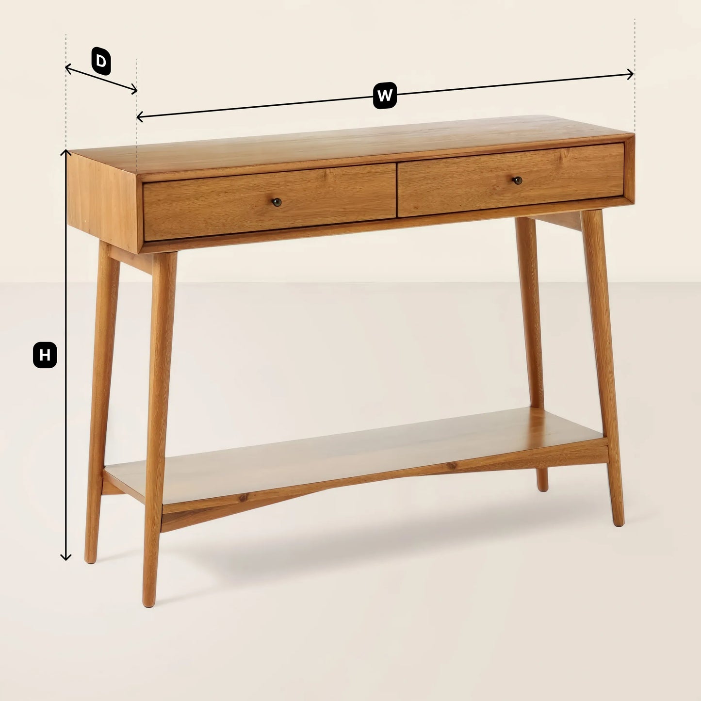 Aurel Mid-Century Console Table Double Drawer Design