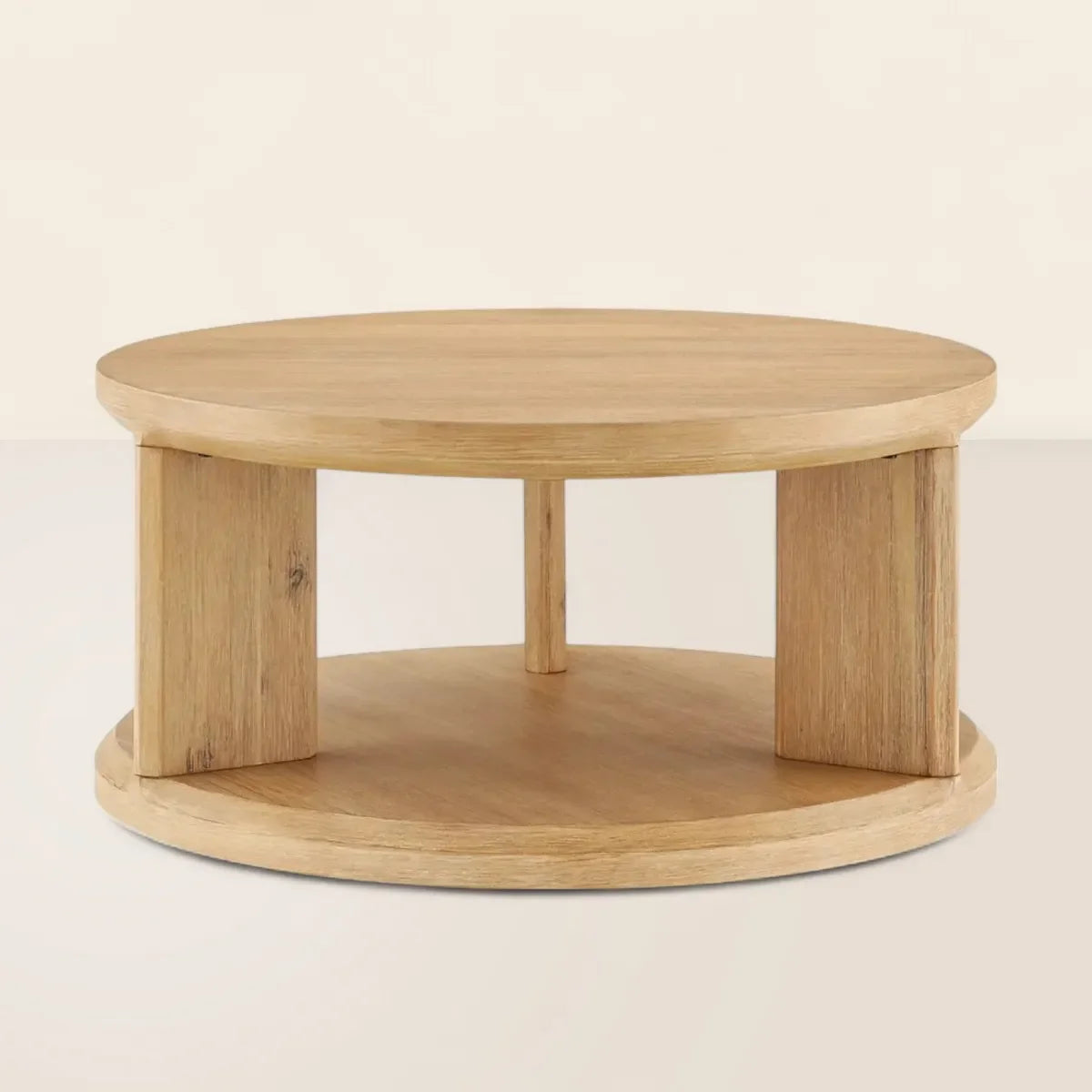 Elegant Round Coffee Table with Open Storage