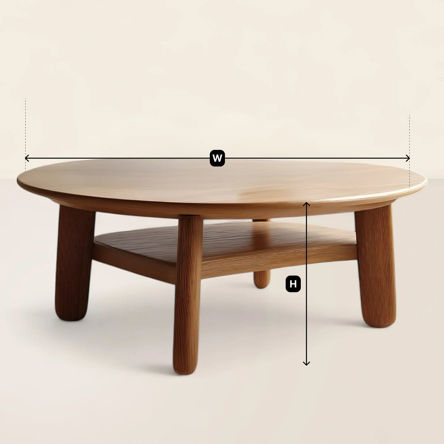 Low Round Coffee Table for Warm Minimalist Interiors