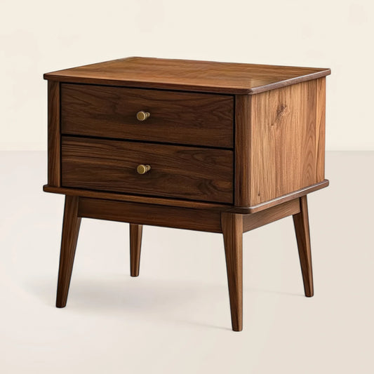 Mid-Century Wooden Nightstand Storage Drawers Sleek Design