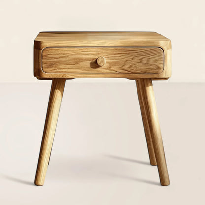 Minimalist Wooden Nightstand Single Drawer Compact Design
