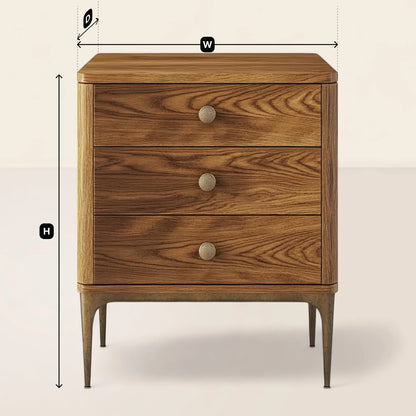 Mid Century Wooden Nightstand Three Drawer Storage Cabinet