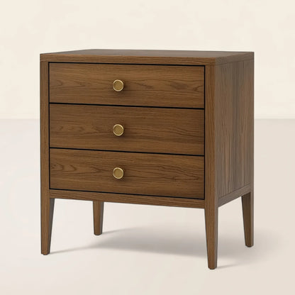 Classic Wooden Nightstand Three Drawer Storage Cabinet