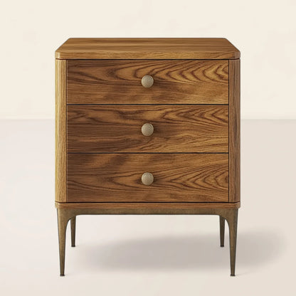 Mid Century Wooden Nightstand Three Drawer Storage Cabinet