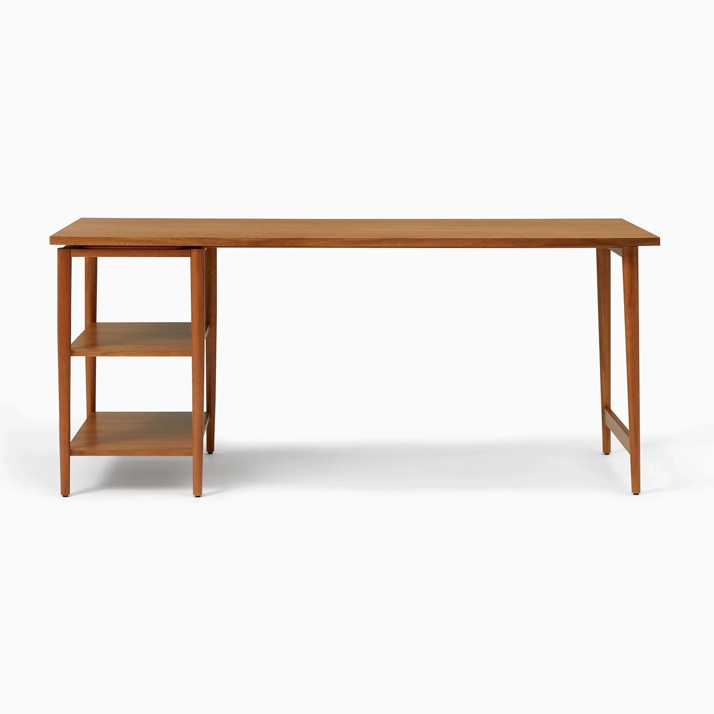 Harper Writing Desk Modern Workspace Design Integrated Open Shelves