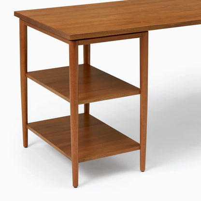 Harper Writing Desk Modern Workspace Design Integrated Open Shelves