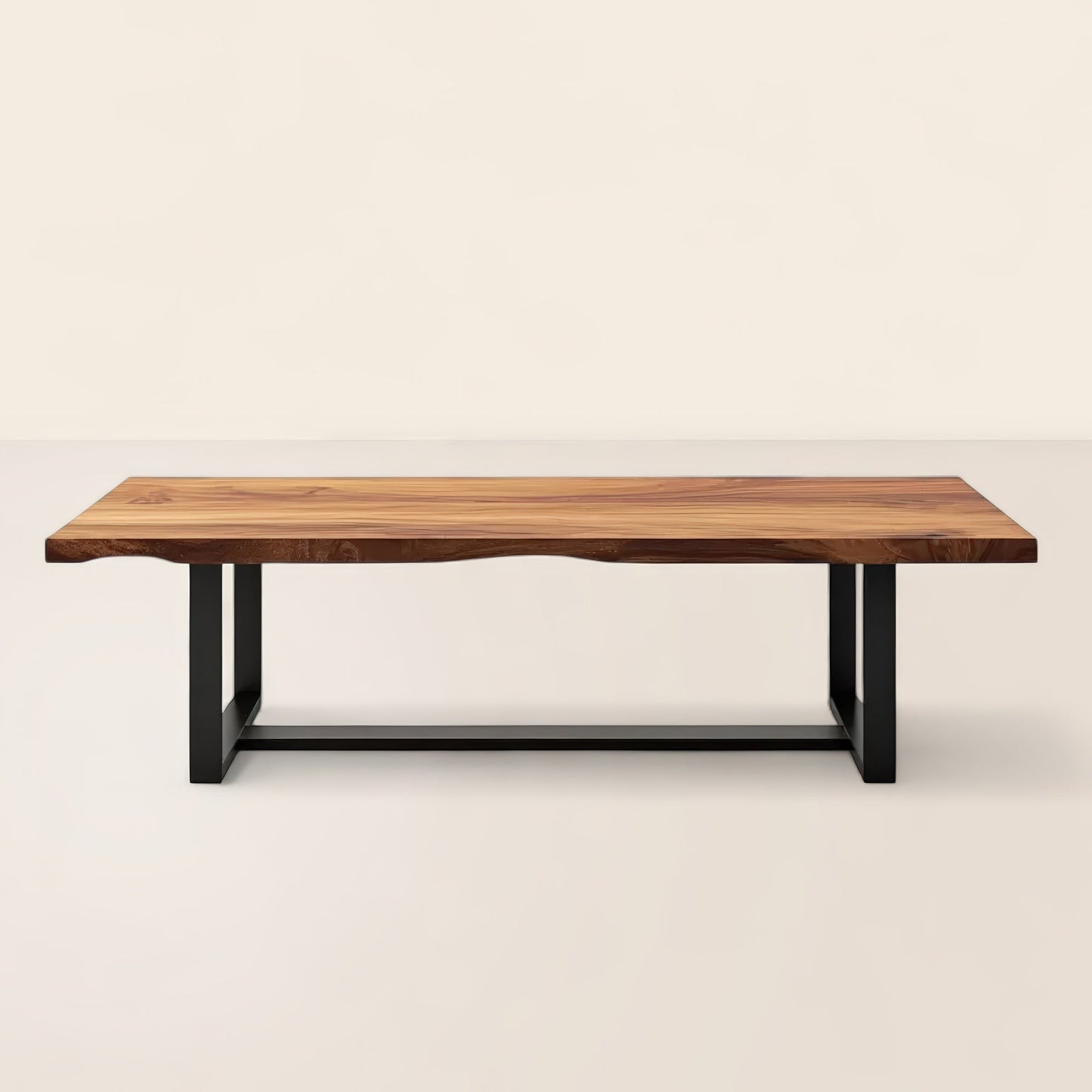 Industrial Live Edge Coffee Table with Metal Base