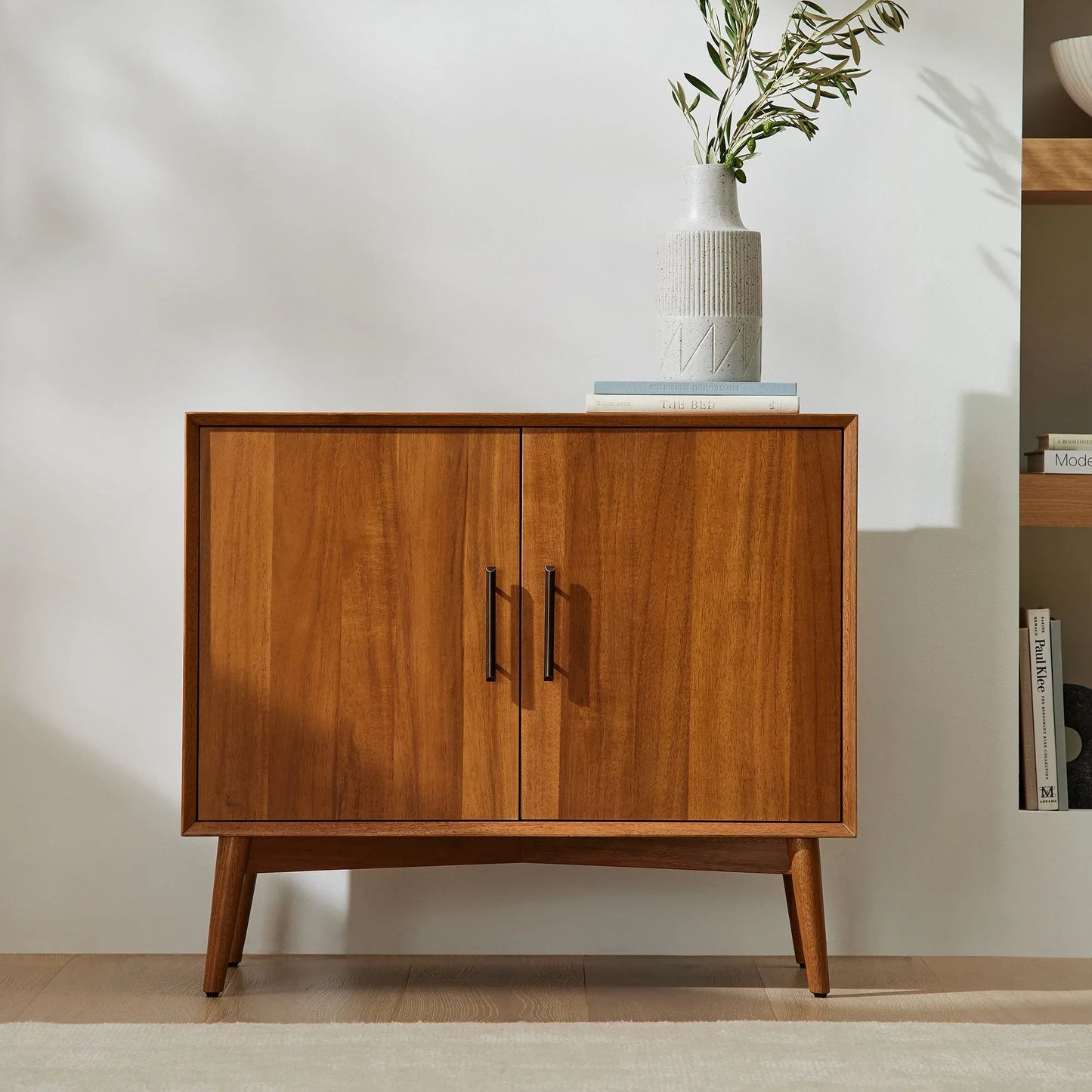 Mid-Century Console Table Storage Cabinet
