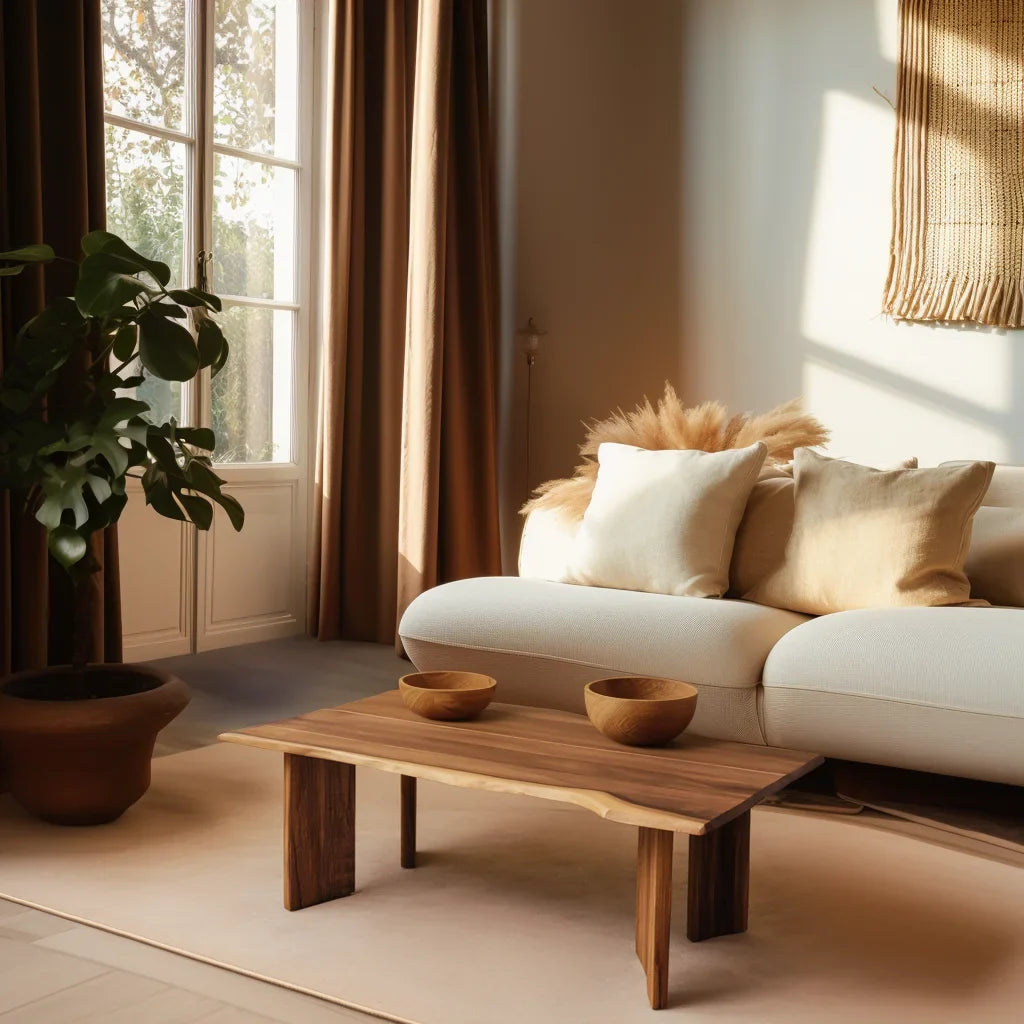 Living Table with curved silhouette in contemporary living space