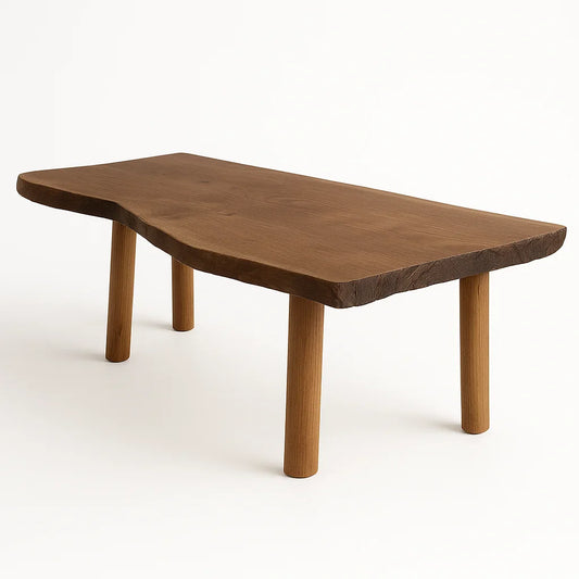 Low Table with curved top and rounded legs in cozy modern living room