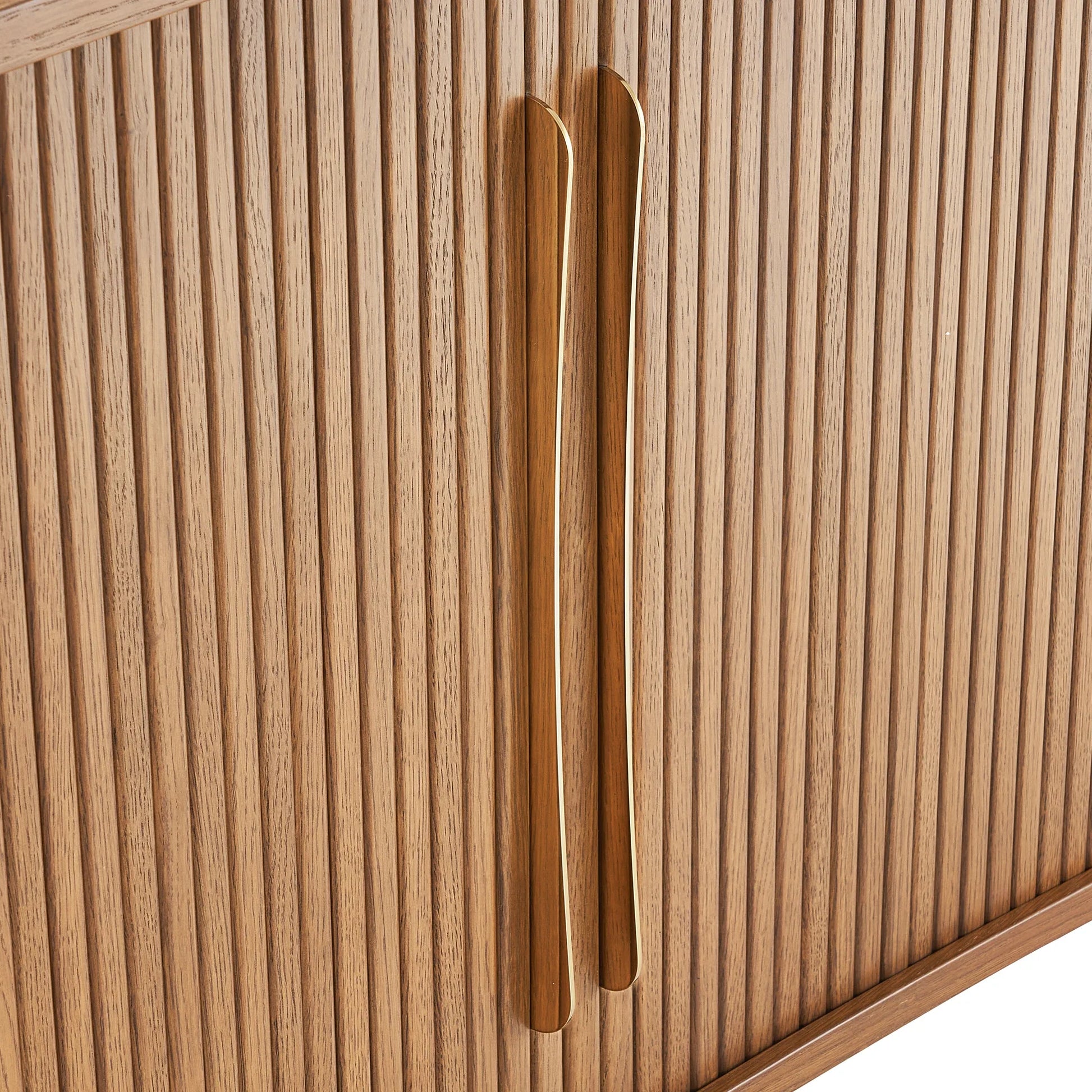 Luxury round nightstand with fluted panel design and gold metal legs perfect for modern bedrooms