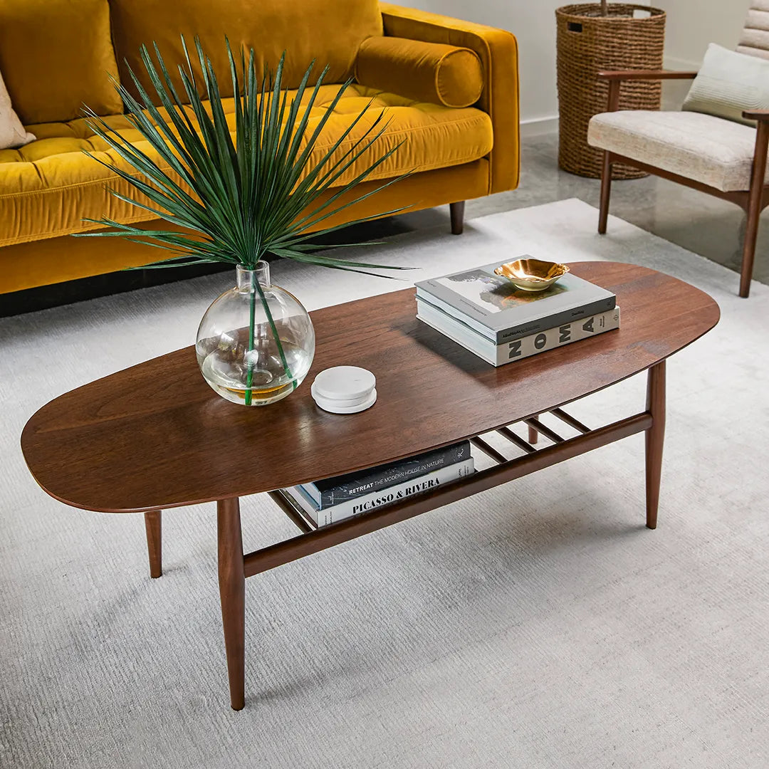 Mid Century Coffee Table with open lower shelf