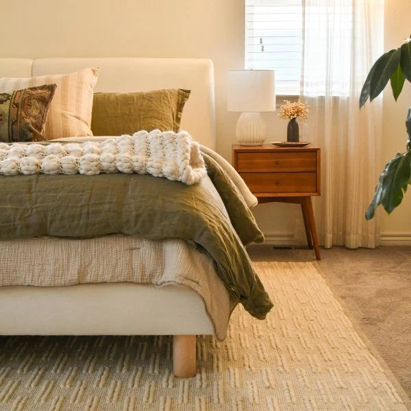 Mid-Century Wooden Nightstand with two drawers