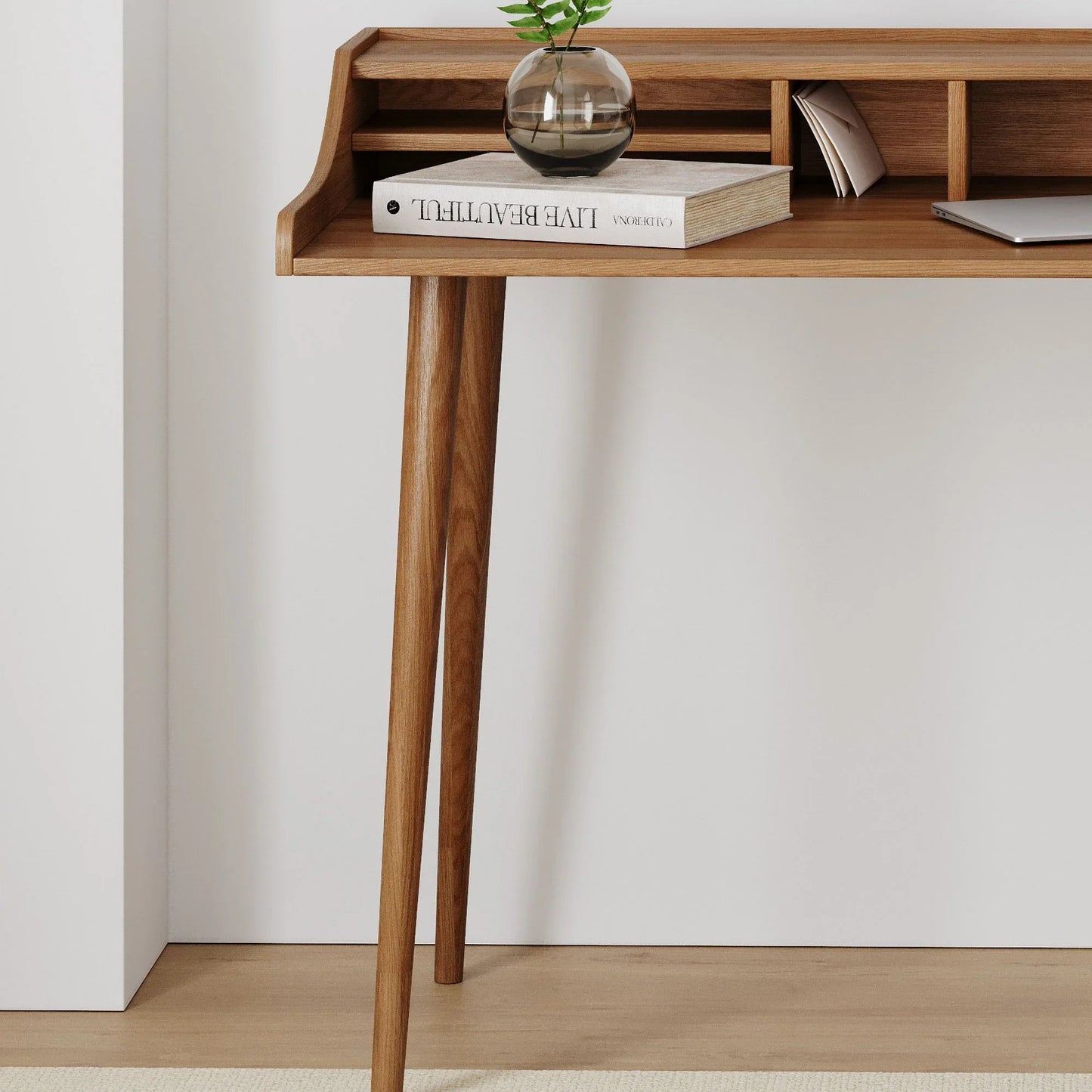 Mid-Century Writing Desk Elegant Storage Design