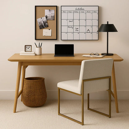 Minimal Workspace Desk in serene modern home office with light neutral tones