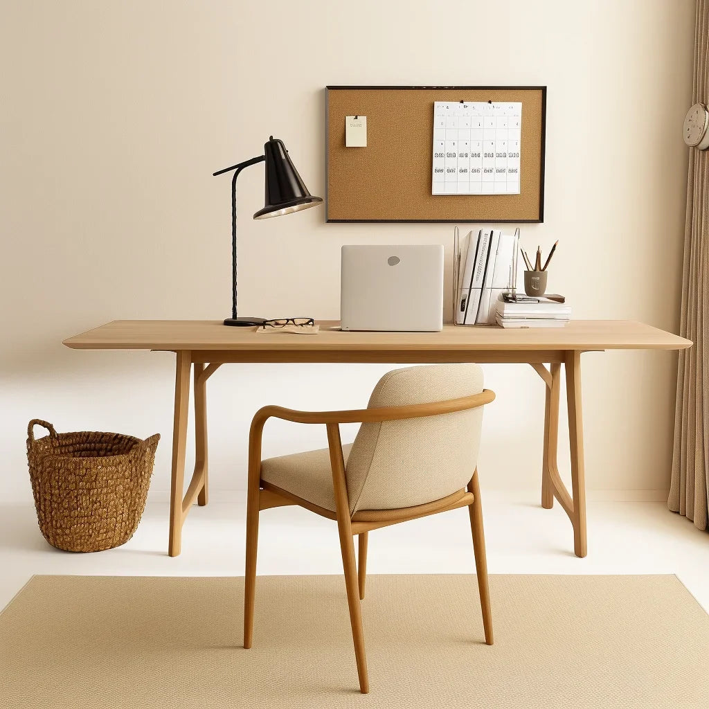 Minimal Workspace Desk in serene modern home office with light neutral tones