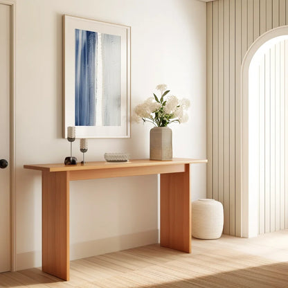 Minimalist Console Table with straight panel legs in a bright entryway