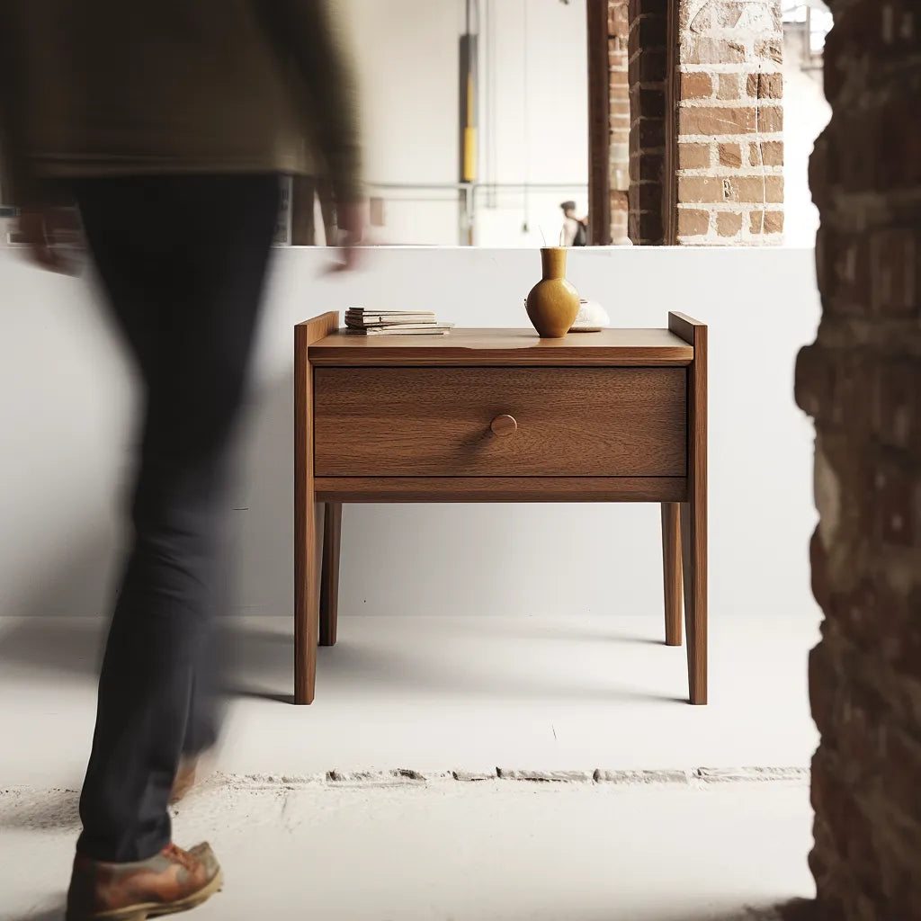 Minimalist Nightstand with single drawer and sleek design for modern bedrooms