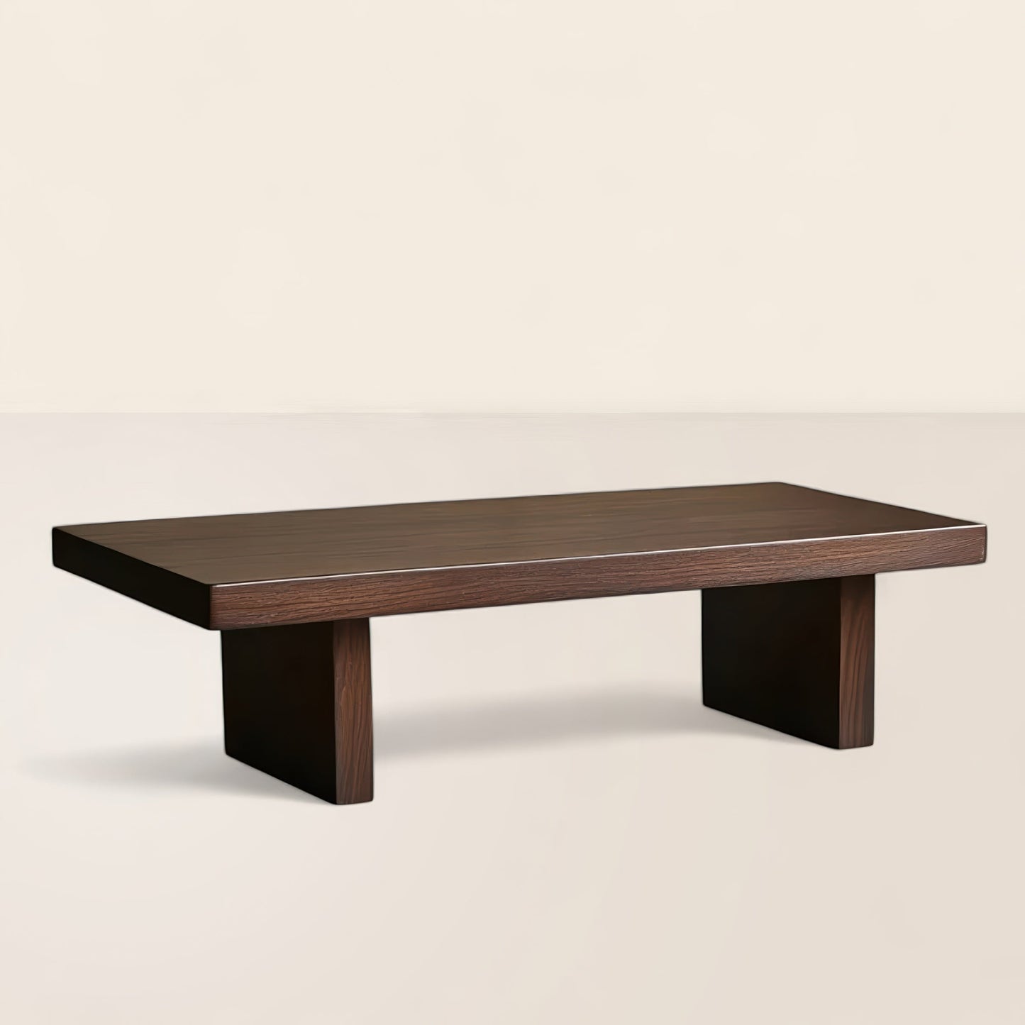 Minimalist Dark Wood Coffee Table with a Low-Profile Design