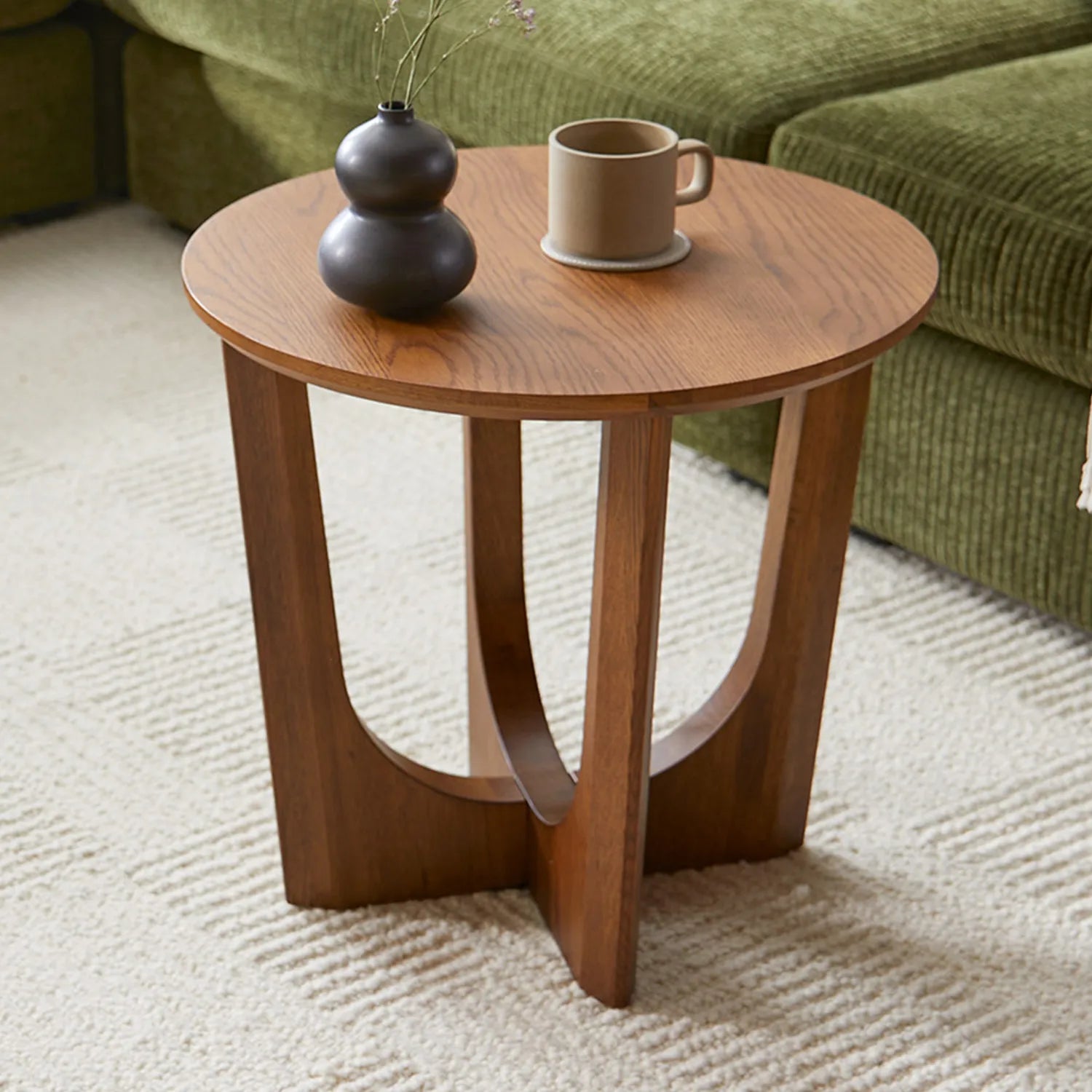 Modern Accent Side Table with Sculptural Base and Round Top for Contemporary Interiors