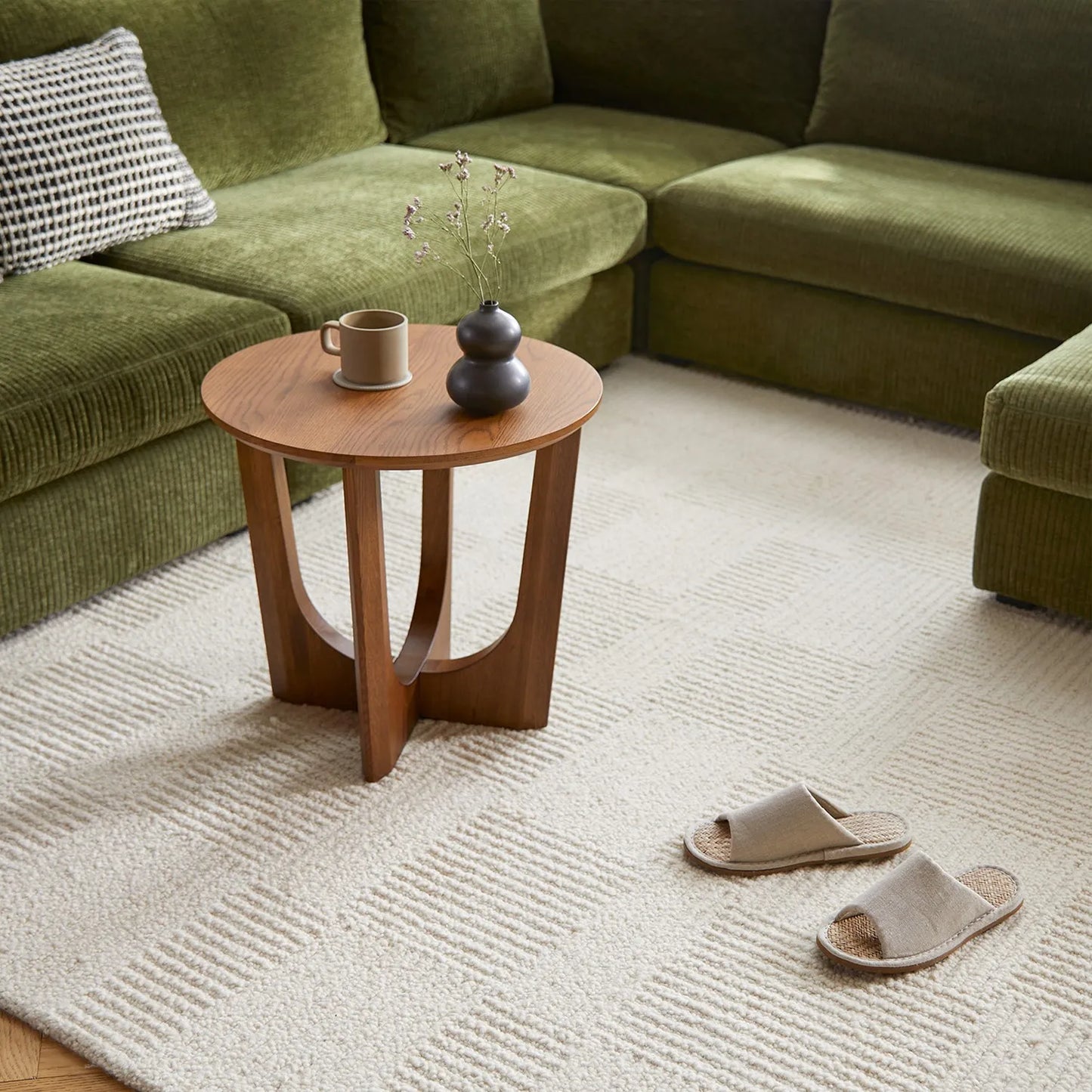 Modern Accent Side Table with Sculptural Base and Round Top for Contemporary Interiors