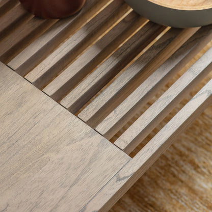 Modern Coffee Table with slatted surface and sleek design