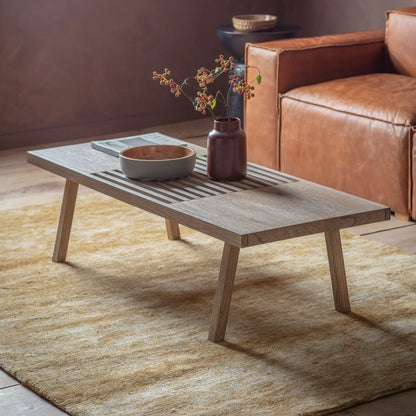 Modern Coffee Table with slatted surface and sleek design