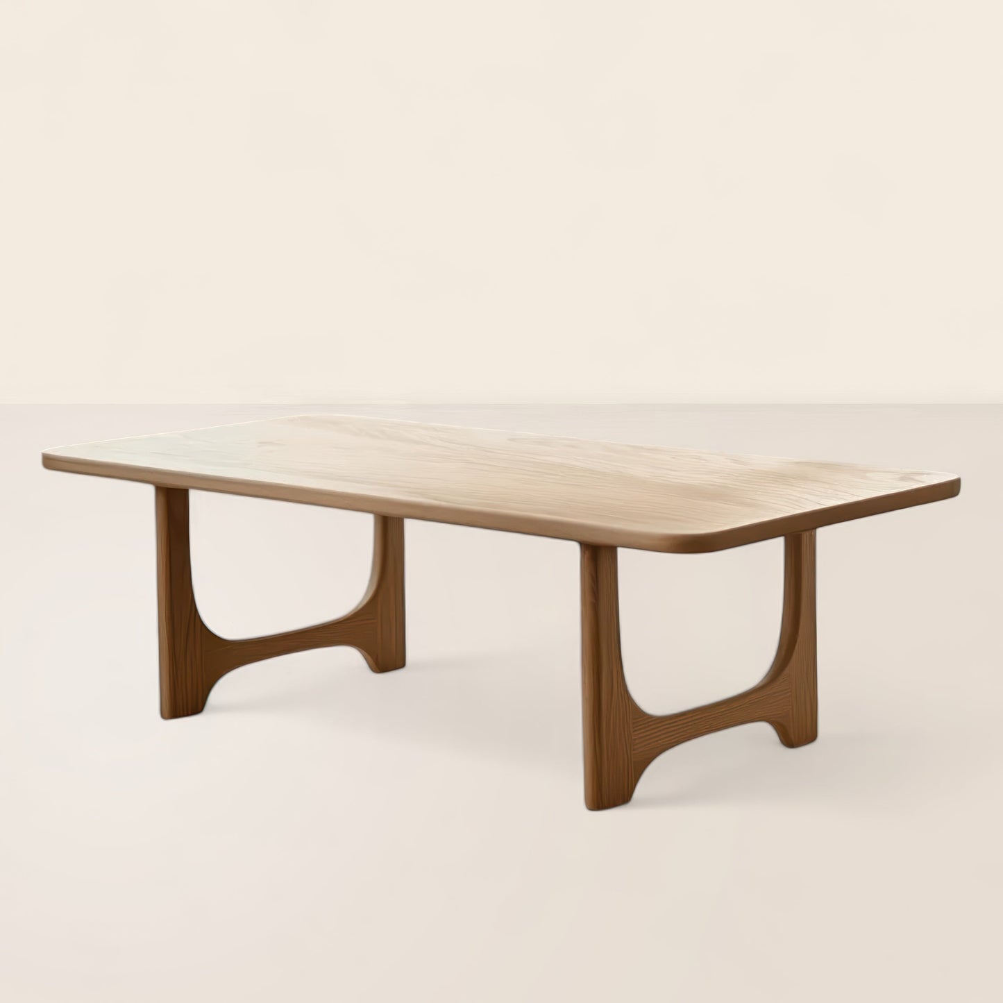 Modern Curved Coffee Table Organic Design Warm Aesthetic