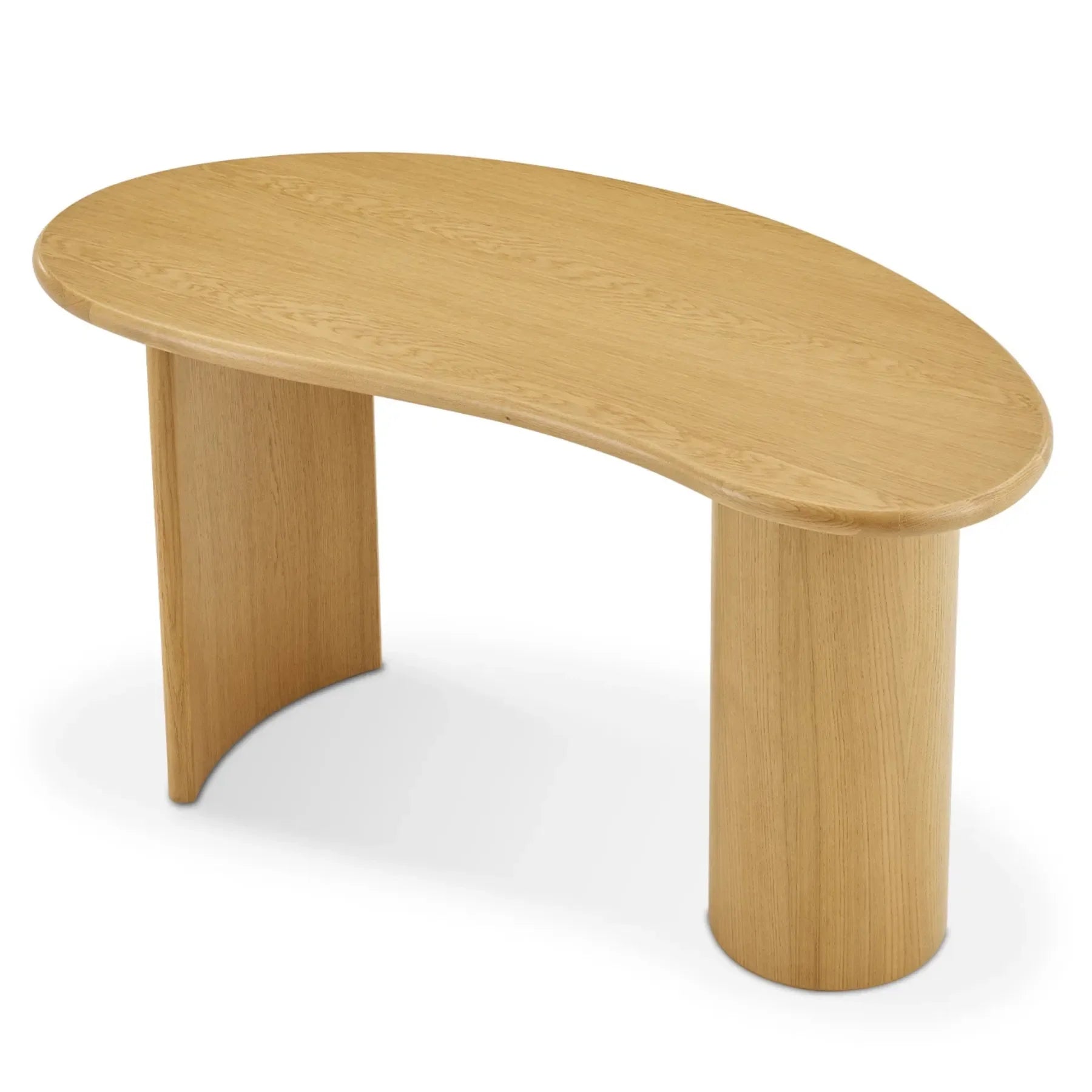 Modern Kidney Shaped Desk with a sculptural base and curved top perfect for contemporary workspaces