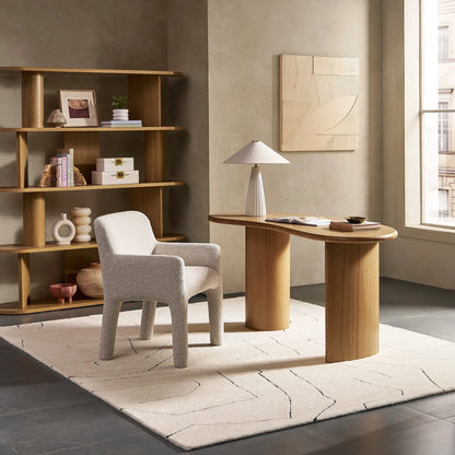 Modern Kidney Shaped Desk with a sculptural base and curved top perfect for contemporary workspaces