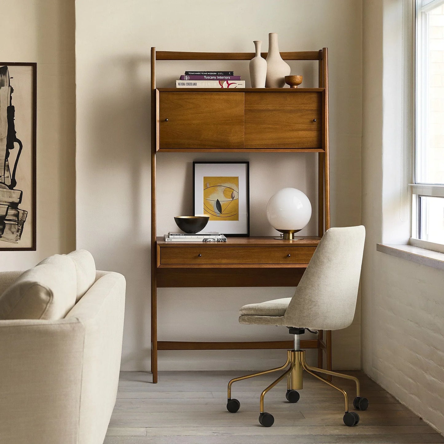 Modern Ladder Desk Compact Storage Shelves
