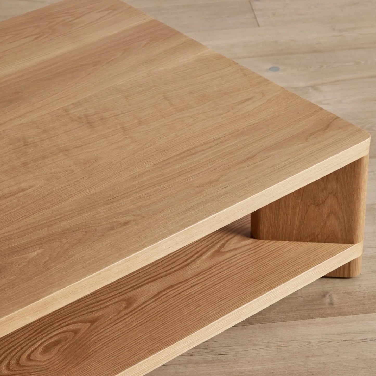 Modern Low Profile Coffee Table with spacious tabletop and open storage shelf
