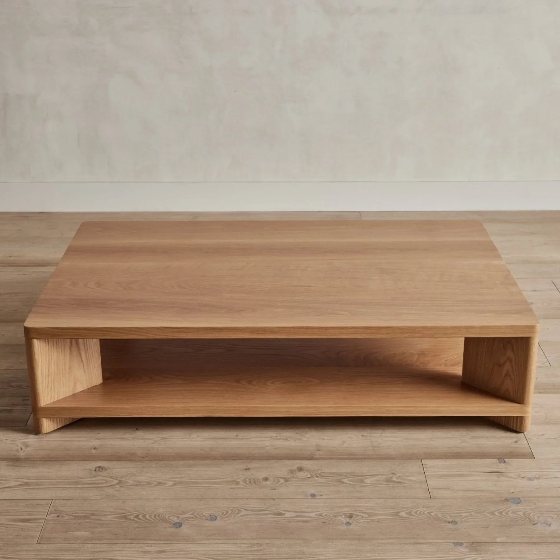 Modern Low Profile Coffee Table with spacious tabletop and open storage shelf