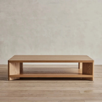 Modern Low Profile Coffee Table with spacious tabletop and open storage shelf