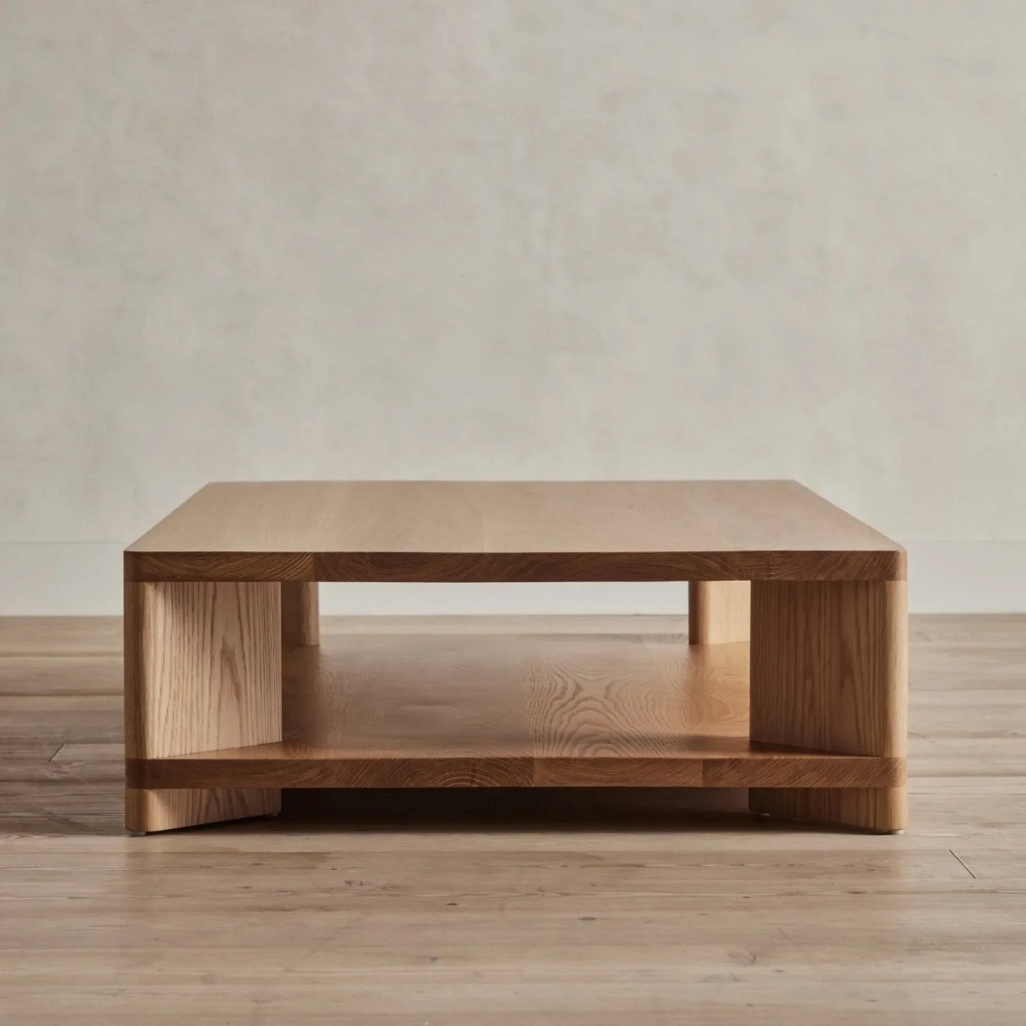 Modern Low Profile Coffee Table with spacious tabletop and open storage shelf