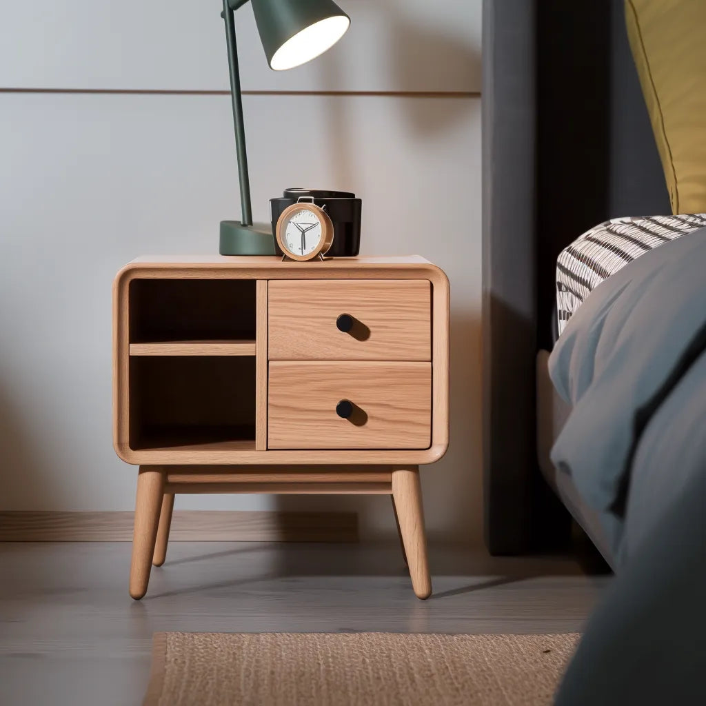 Modern Nightstand Storage two drawers open storage shelves stylish functional design