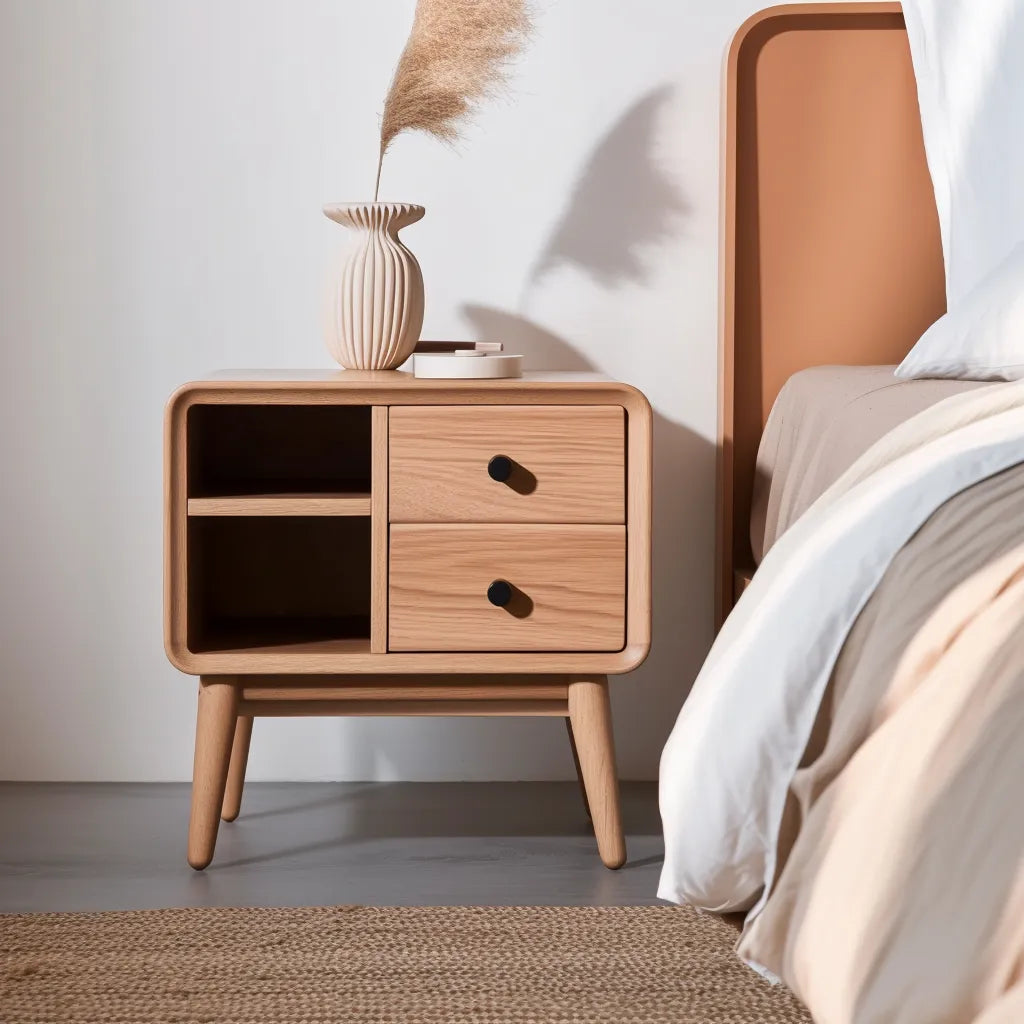 Modern Nightstand Storage two drawers open storage shelves stylish functional design