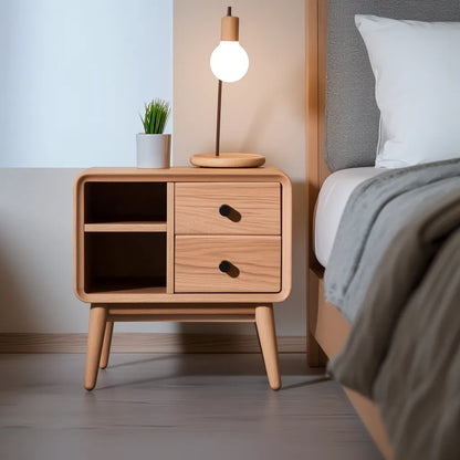 Modern Nightstand Storage two drawers open storage shelves stylish functional design