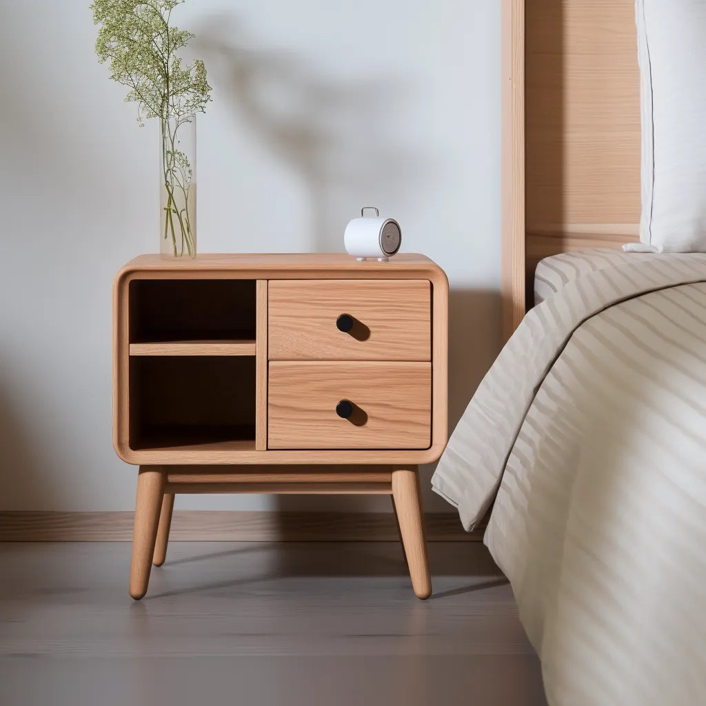Modern Nightstand Storage two drawers open storage shelves stylish functional design