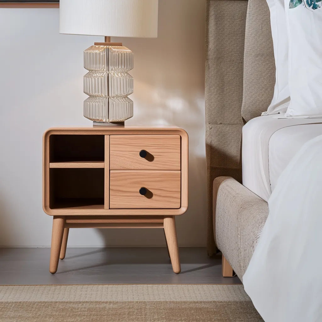 Modern Nightstand Storage two drawers open storage shelves stylish functional design