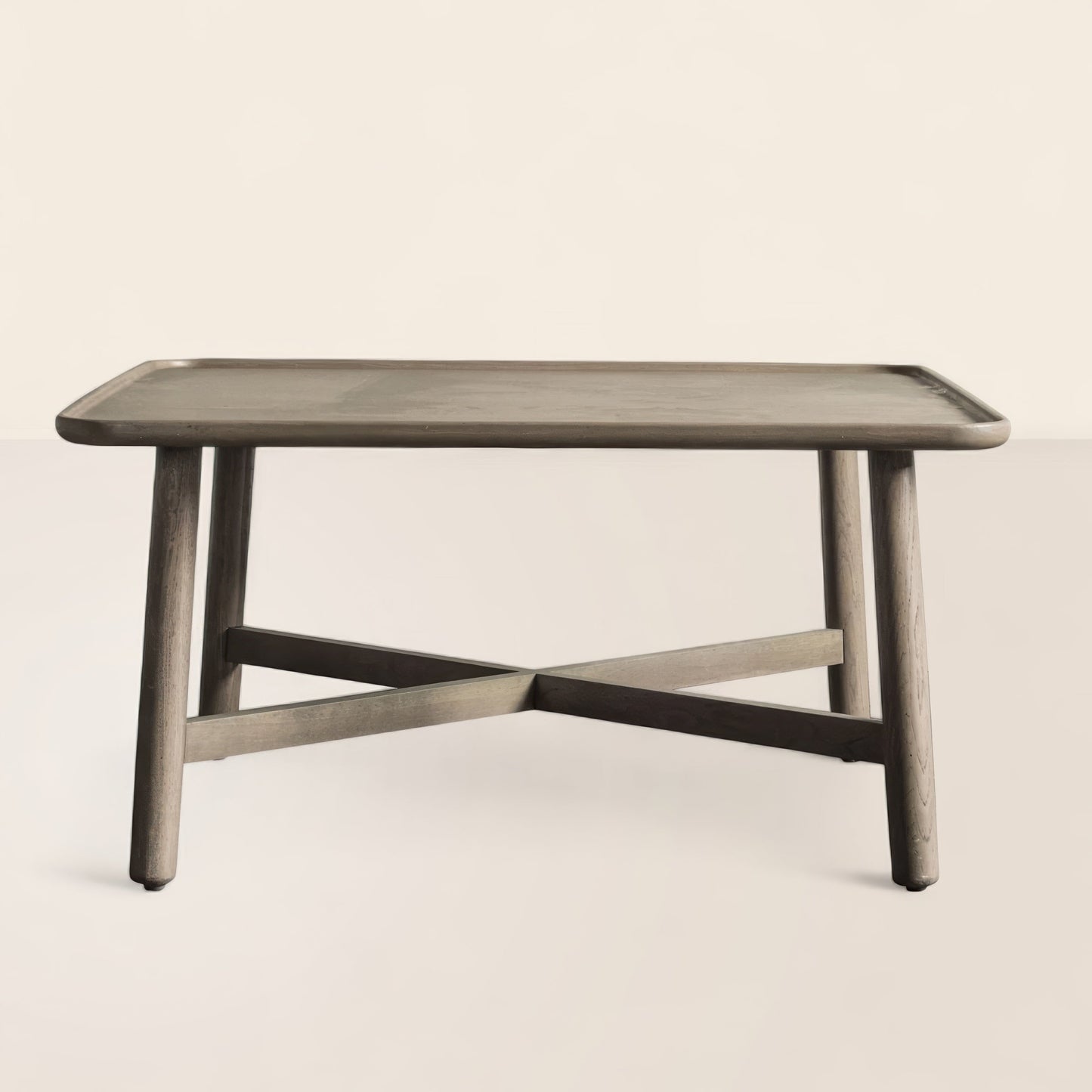 Modern Rectangle Coffee Table with Cross Base Timeless Elegance