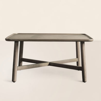 Modern Rectangle Coffee Table with Cross Base Timeless Elegance