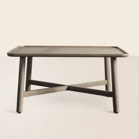 Modern Rectangle Coffee Table with Cross Base Timeless Elegance