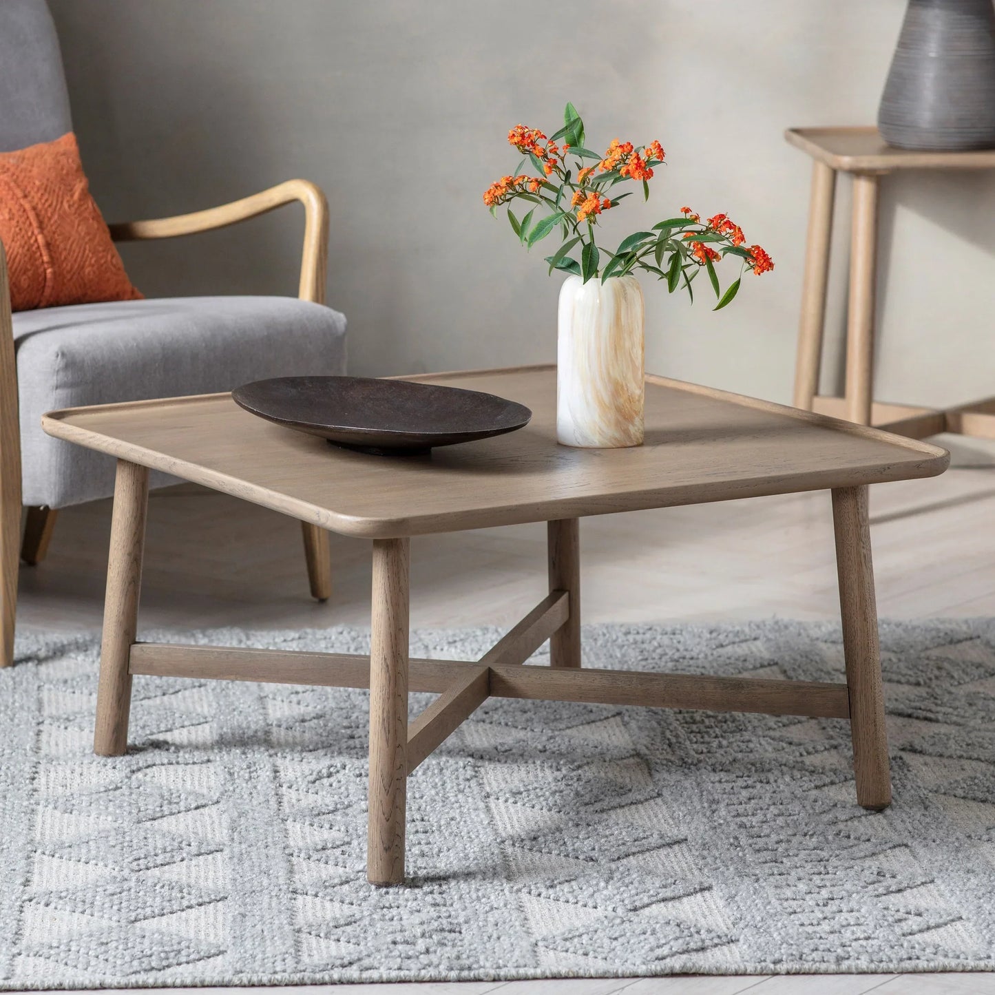 Modern Rectangle Coffee Table with cross base design