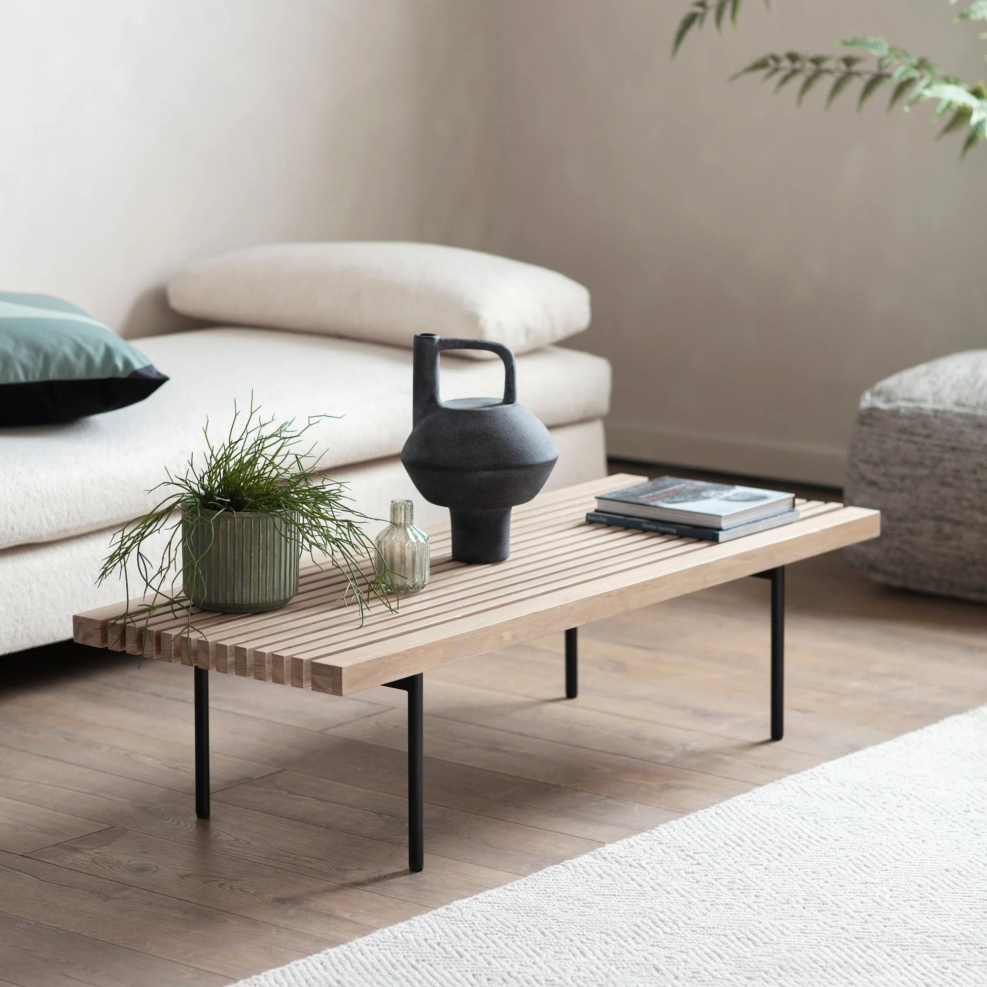 Modern Slatted Coffee Table with open design