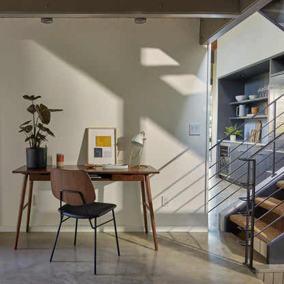 Modern Study Desk with drawers and open storage in a stylish home office setting